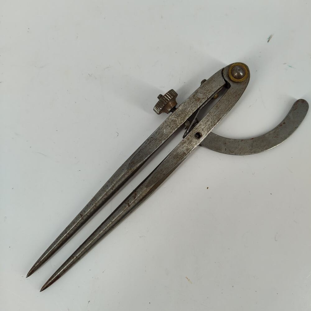 Vintage C S Osborne 6" Wing Divider/Compass, measuring circles, Leather Marking
